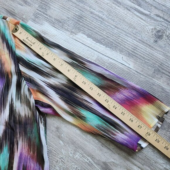 Chicos Womens Multicolor Ikat Boho Peasant Print Beaded Tunic Top Size 2 - Picture 7 of 11